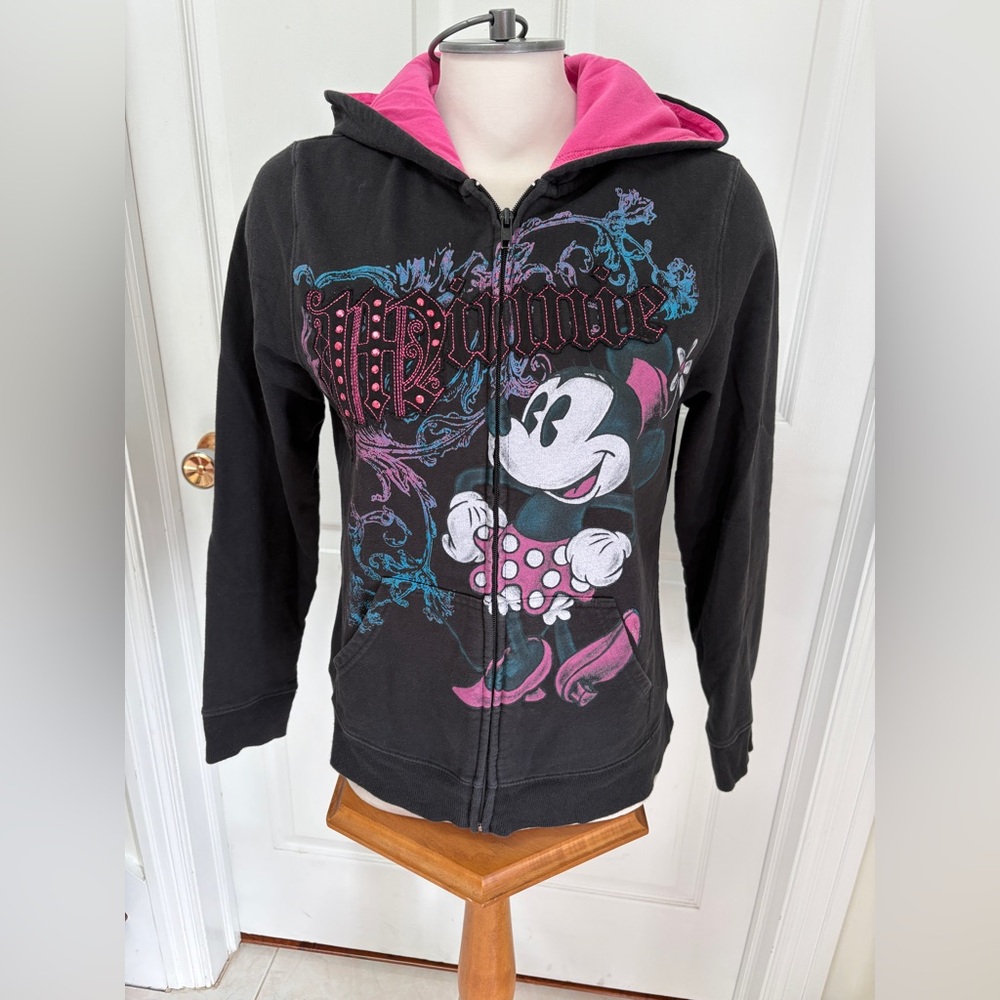 Disney Minnie Mouse Black zip up Hoodie.